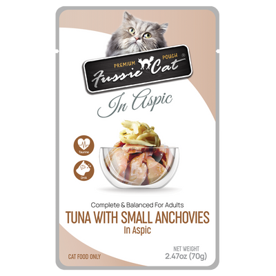 Fussie Cat Pouch - Tuna with Small Anchovies in Aspic (2.47oz)