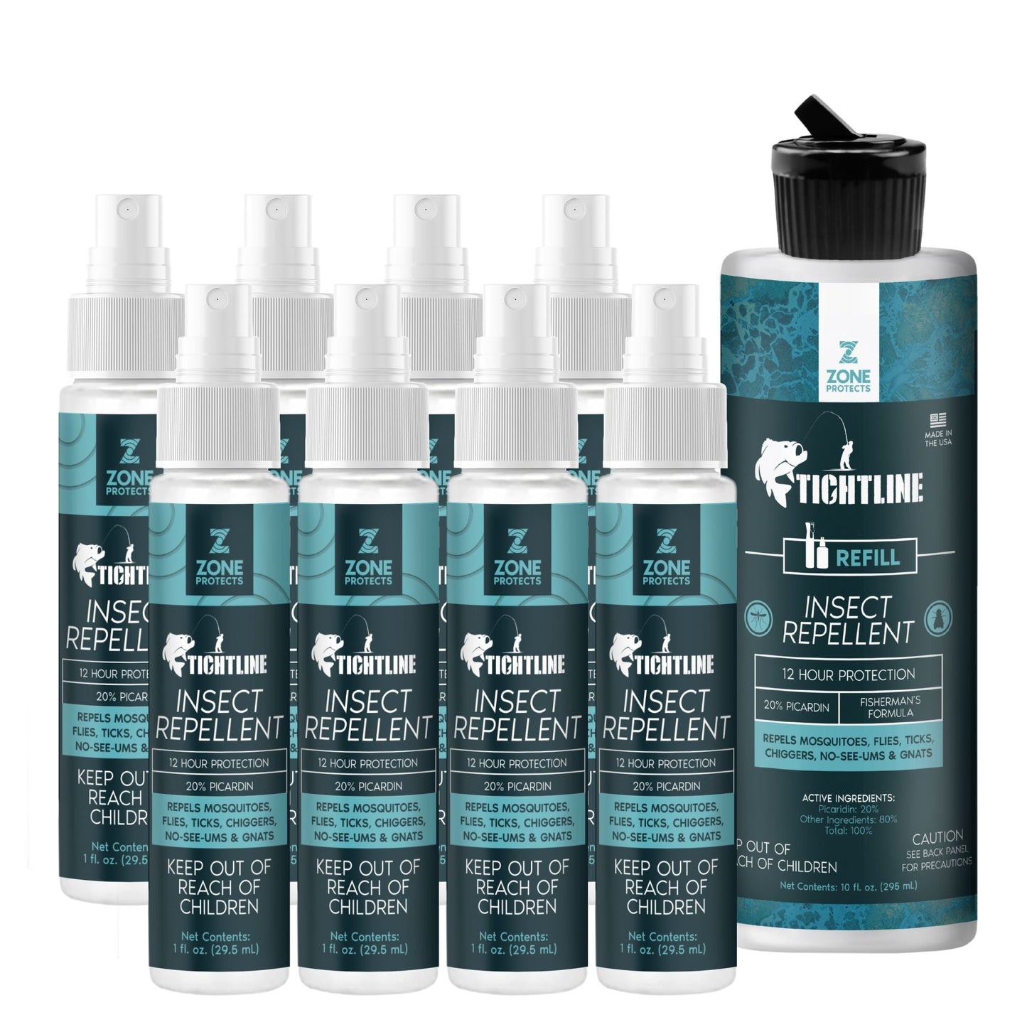 Tightline Picaridin Insect Repellent Spray, 1oz Case + Refill Bundle