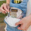 Denim HydroBag® with Horseshoe Embroidery and Denim overlaid Vegan Leather Strap and Gold hardware