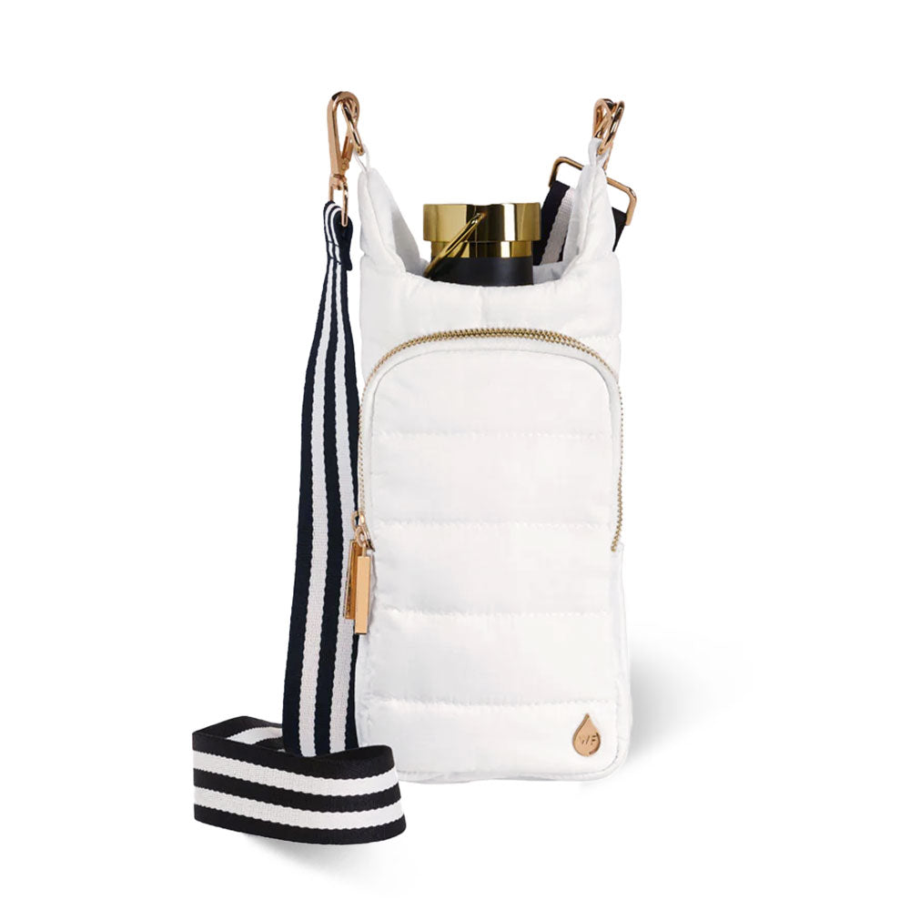 White Ripstop HydroBag® with Black and White Striped Strap
