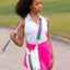 White Coated Perforated Neoprene HydroBag® with Pink/Green Stripe