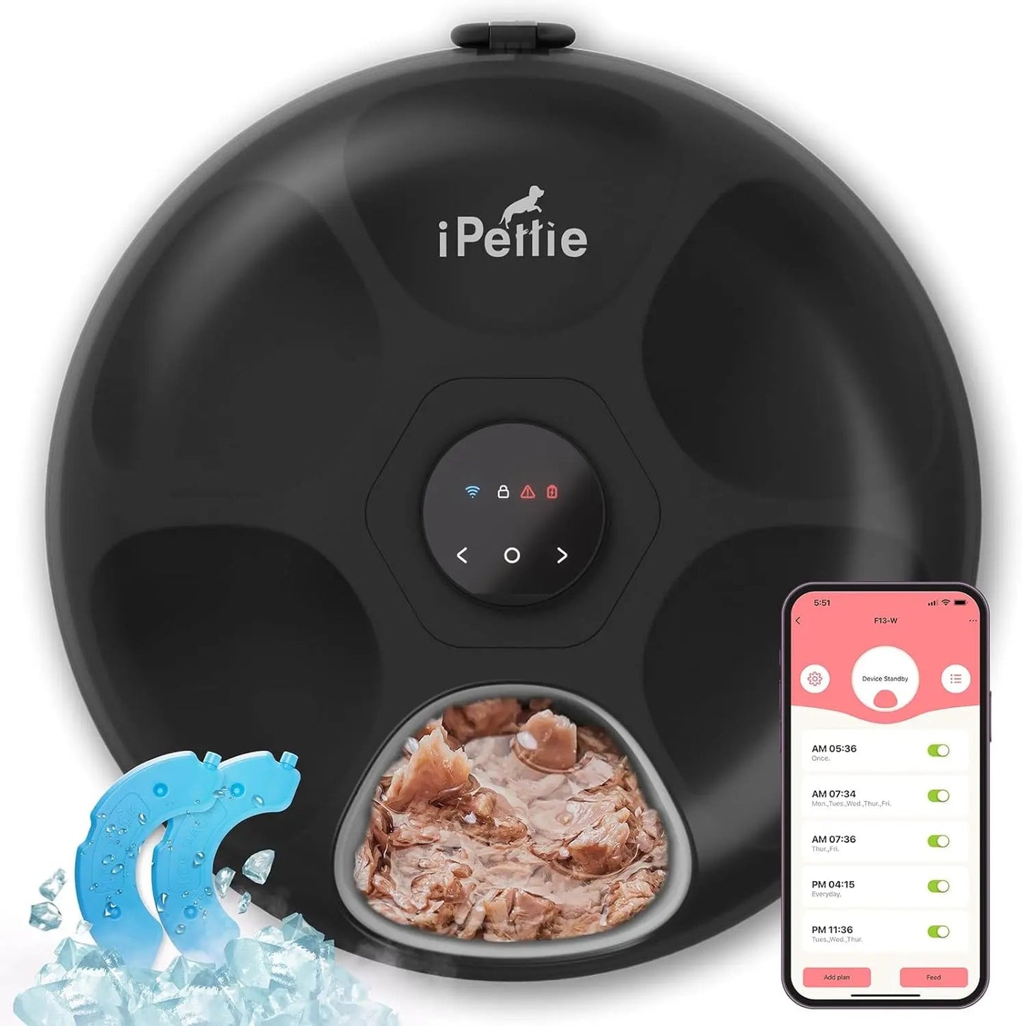 WiFi 6 Smart Cat & Small Dog Feeder with App Control, Wet & Dry Food, Ice Packs
