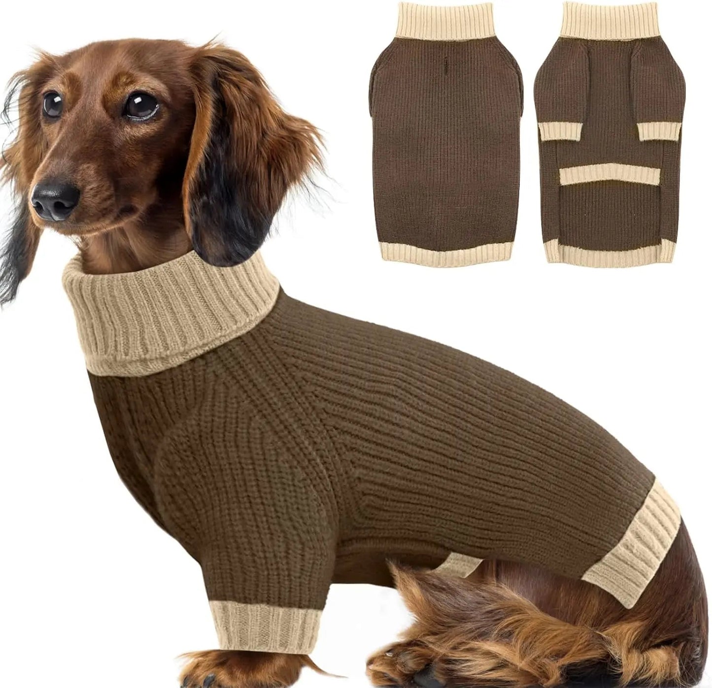 XL–5XL Dog Sweater with Harness Hole – Warm Stretch Turtleneck Winter Outfit