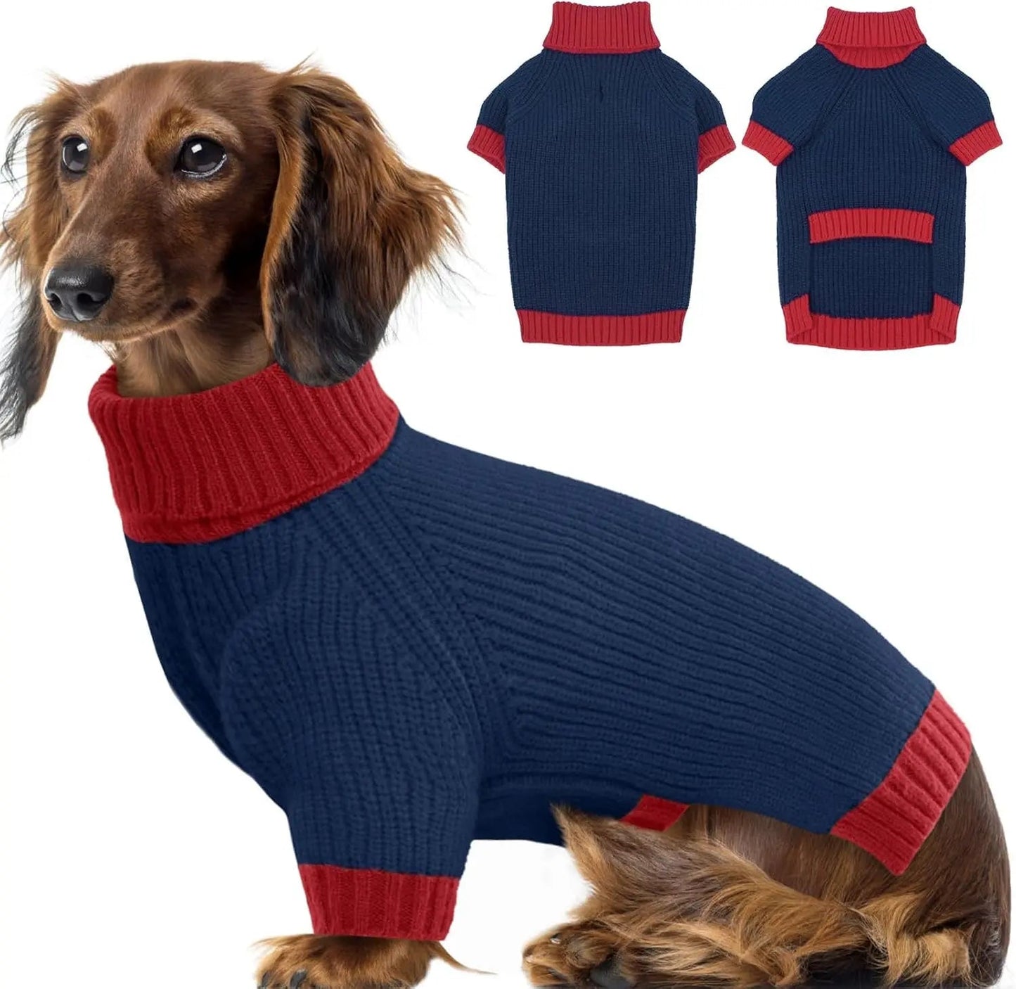 XL–5XL Dog Sweater with Harness Hole – Warm Stretch Turtleneck Winter Outfit