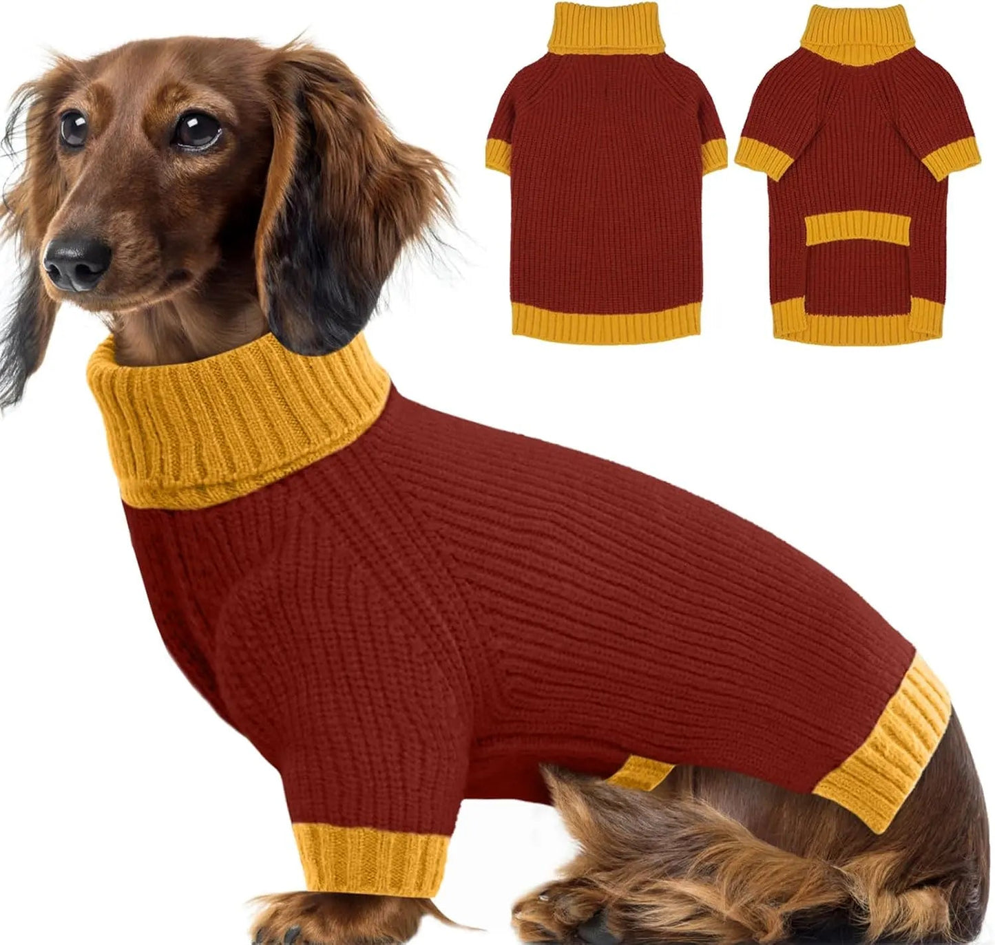 XL–5XL Dog Sweater with Harness Hole – Warm Stretch Turtleneck Winter Outfit