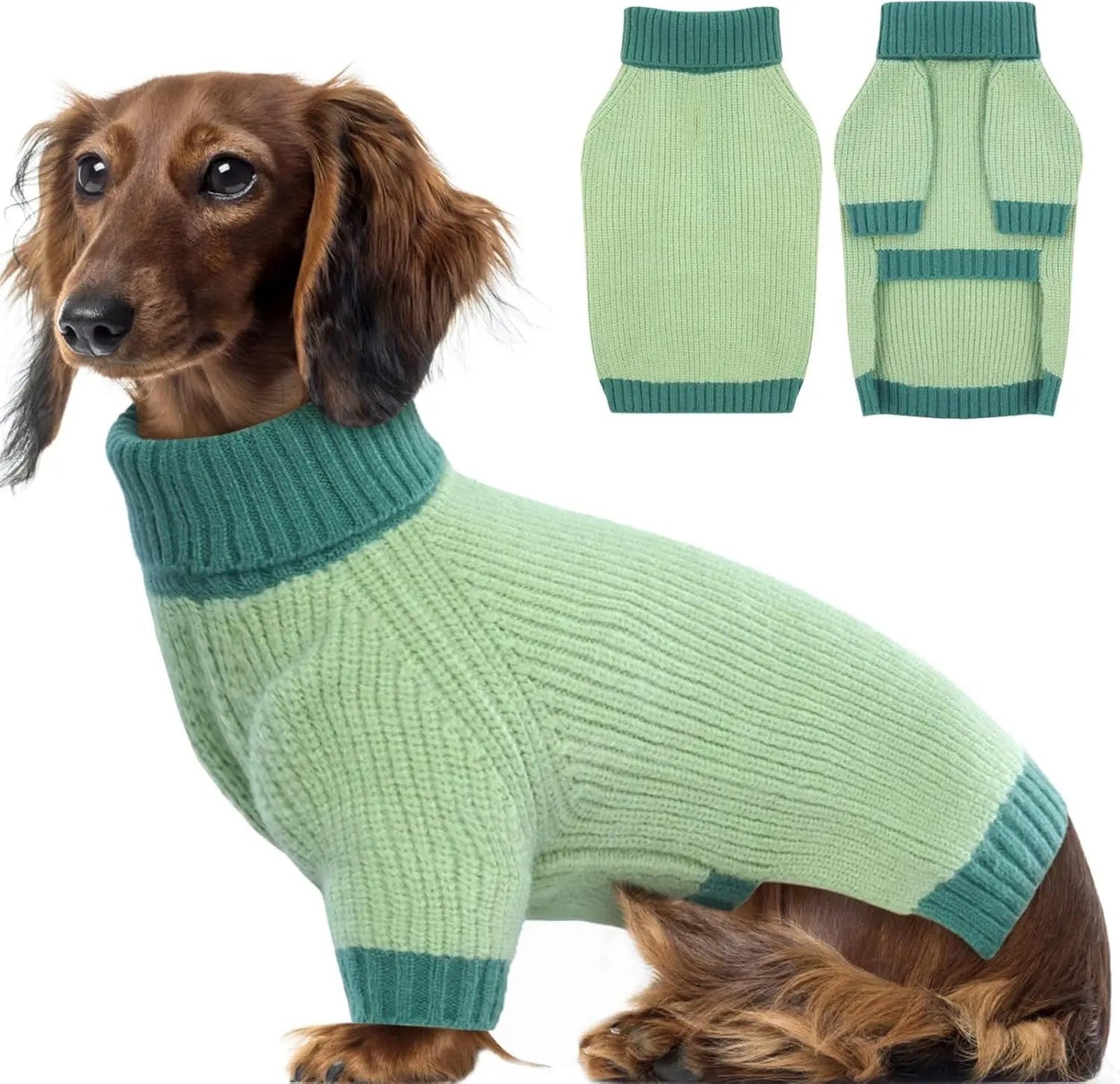 XL–5XL Dog Sweater with Harness Hole – Warm Stretch Turtleneck Winter Outfit