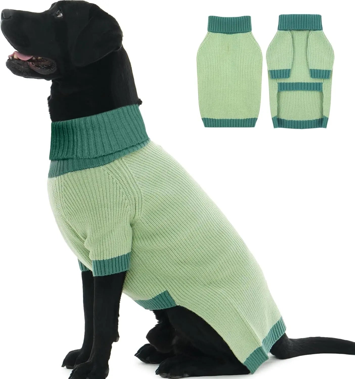 XL–5XL Dog Sweater with Harness Hole – Warm Stretch Turtleneck Winter Outfit