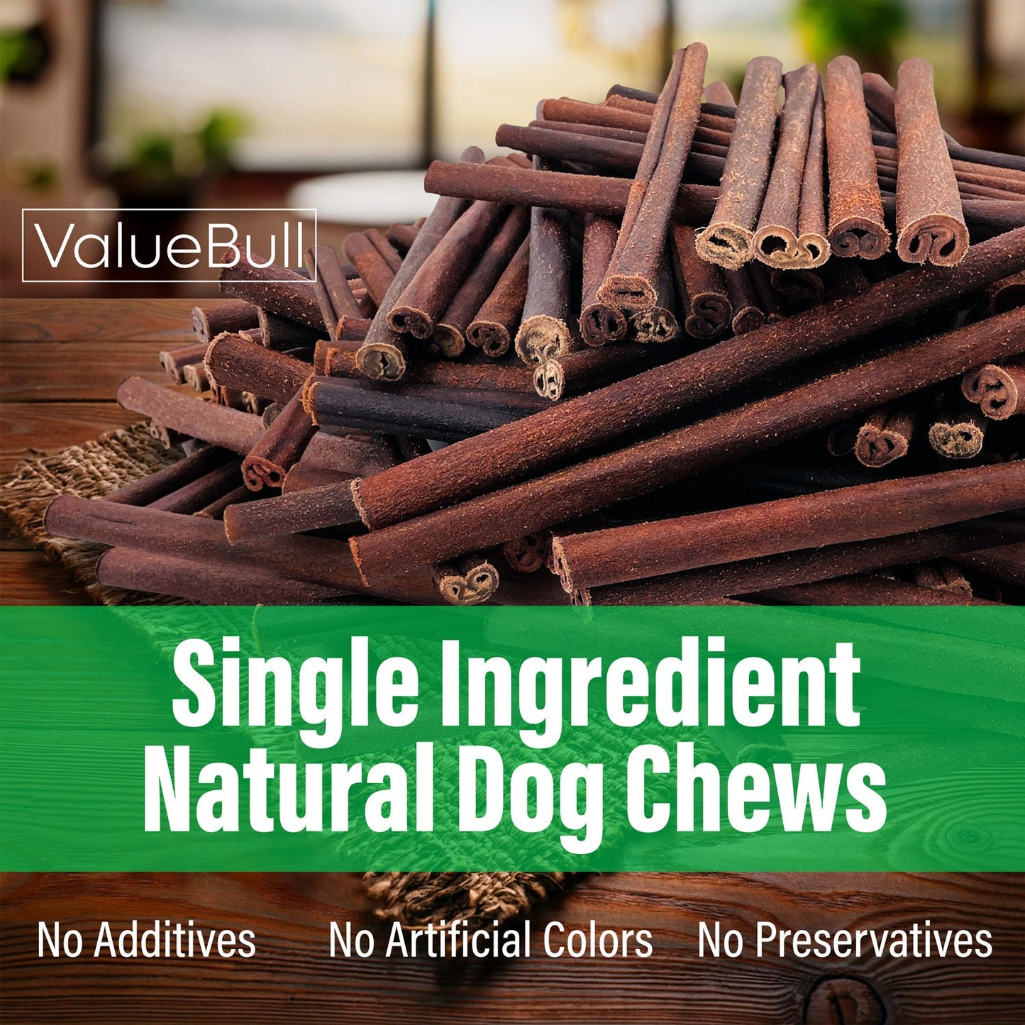 ValueBull Collagen Sticks for Small Dogs, 12 Inch Thin Chews, Natural Dog Treats, 25 Count