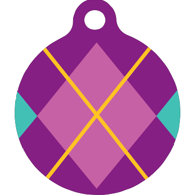 Purple Argyle HD Dog ID Tag