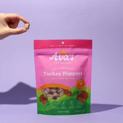 Ava's Pet Palace Freeze-Dried Turkey Poppers Dog Treats, 3 oz