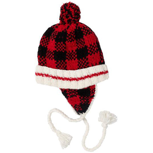 Hand Knit Wool Buffalo Plaid Hat