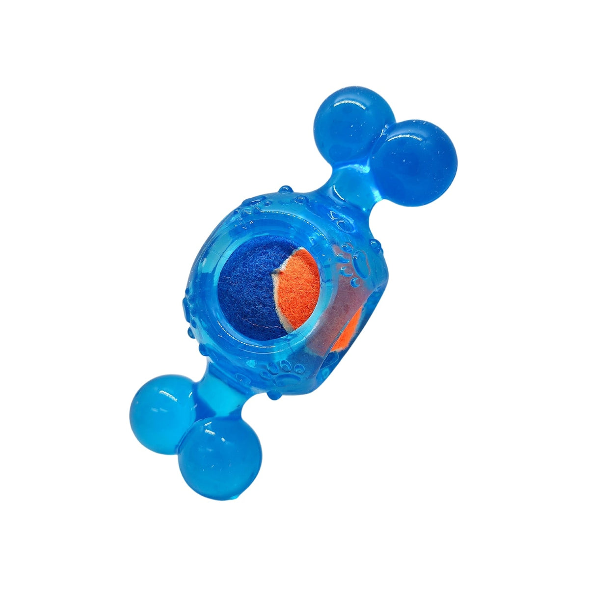 Blue TPR Dog Toy with Squeaky Tennis Ball