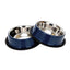 Country Living Ribbed Stainless Steel Dog Bowls, Non-Slip, Set of 2 – Poseidon Blue