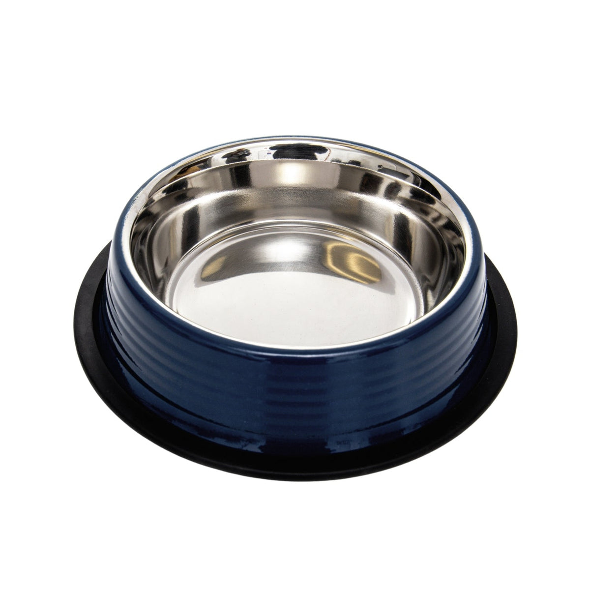 Country Living Ribbed Stainless Steel Dog Bowls, Non-Slip, Set of 2 – Poseidon Blue