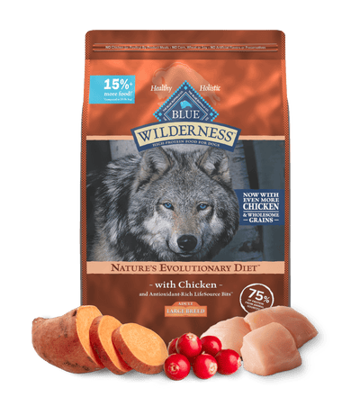 Blue Buffalo Wilderness Adult Large Breed Chicken with Wholesome Grains Dry Dog Food (24lb)