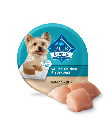 Blue Buffalo Delights Small Breed Adult Dog Grilled Chicken Pate Flavor in Savory Juices Wet Dog Food (3.5oz)