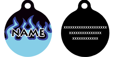 Blue Flames HD Dog ID Tag
