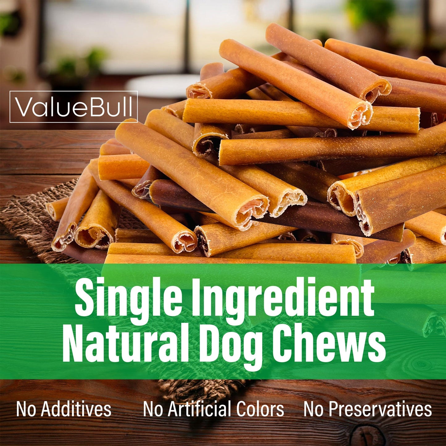 ValueBull Buffalo Collagen Sticks for Dogs, 6 Inch Jumbo Chews, Natural Long-Lasting Dog Treats, 50 Count