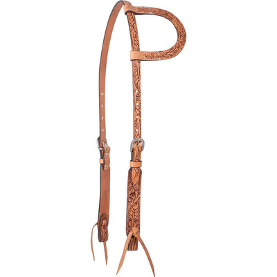 Cashel Antiqued Leaf Tooled Leather Slip Ear Headstall