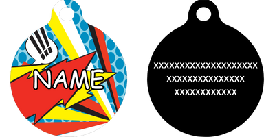 Comic Print HD Dog ID Tag