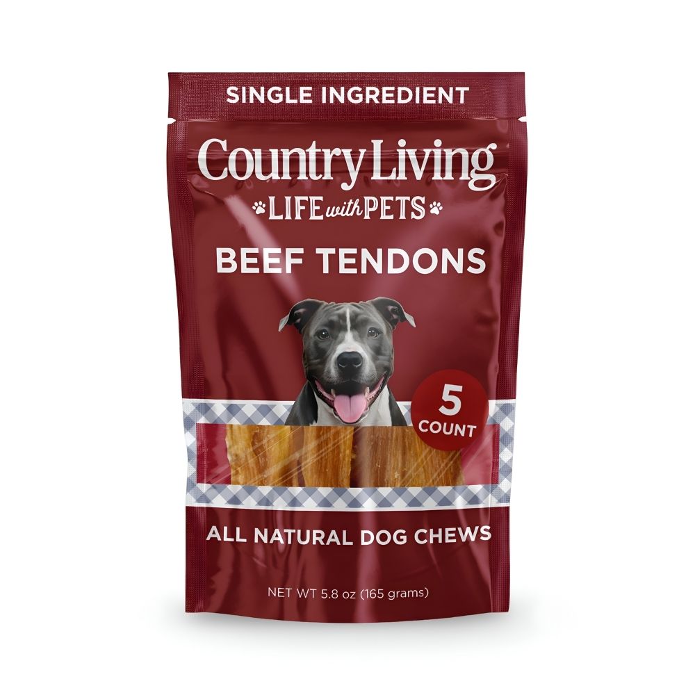 Country Living 5–6" Beef Backstrap Tendon Dog Chews, 5-Pack