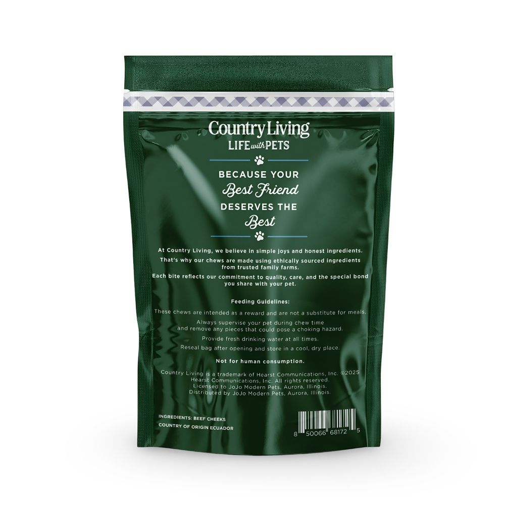 Country Living 4" × 4" Chicken-Flavored Beef Cheek Chips for Dogs, 5-Pack