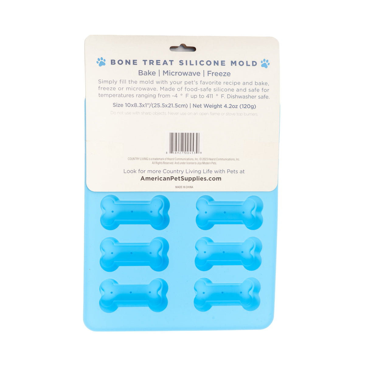 Country Living Silicone Dog Treat Baking Tray, 10 Bone-Shaped Cavities