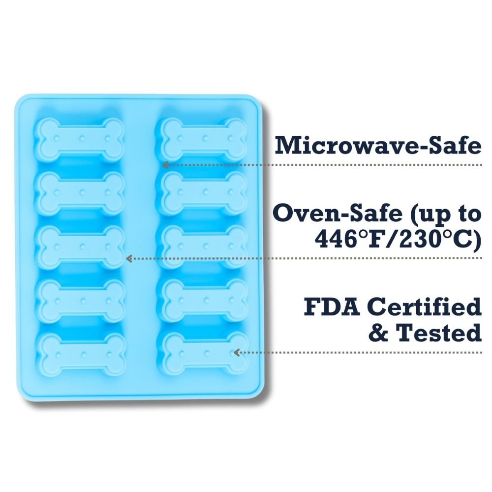 Country Living Silicone Dog Treat Baking Tray, 10 Bone-Shaped Cavities