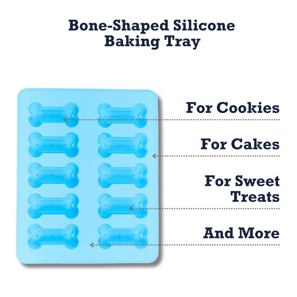 Country Living Silicone Dog Treat Baking Tray, 10 Bone-Shaped Cavities