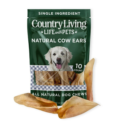 Country Living Natural Cow Ear Dog Chews, 10-Pack
