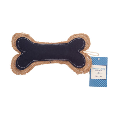 Country Living Jean Leather-Jute Bone Pillow Dog Toy, 5 × 9 in