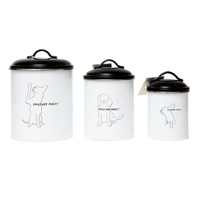 Country Living Dog Treat Canisters, Set of 3 – Black & White