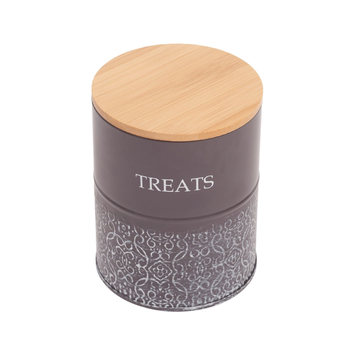 Country Living Dog Treat Canisters with Bamboo Lids, Set of 2 – Volcanic Gray