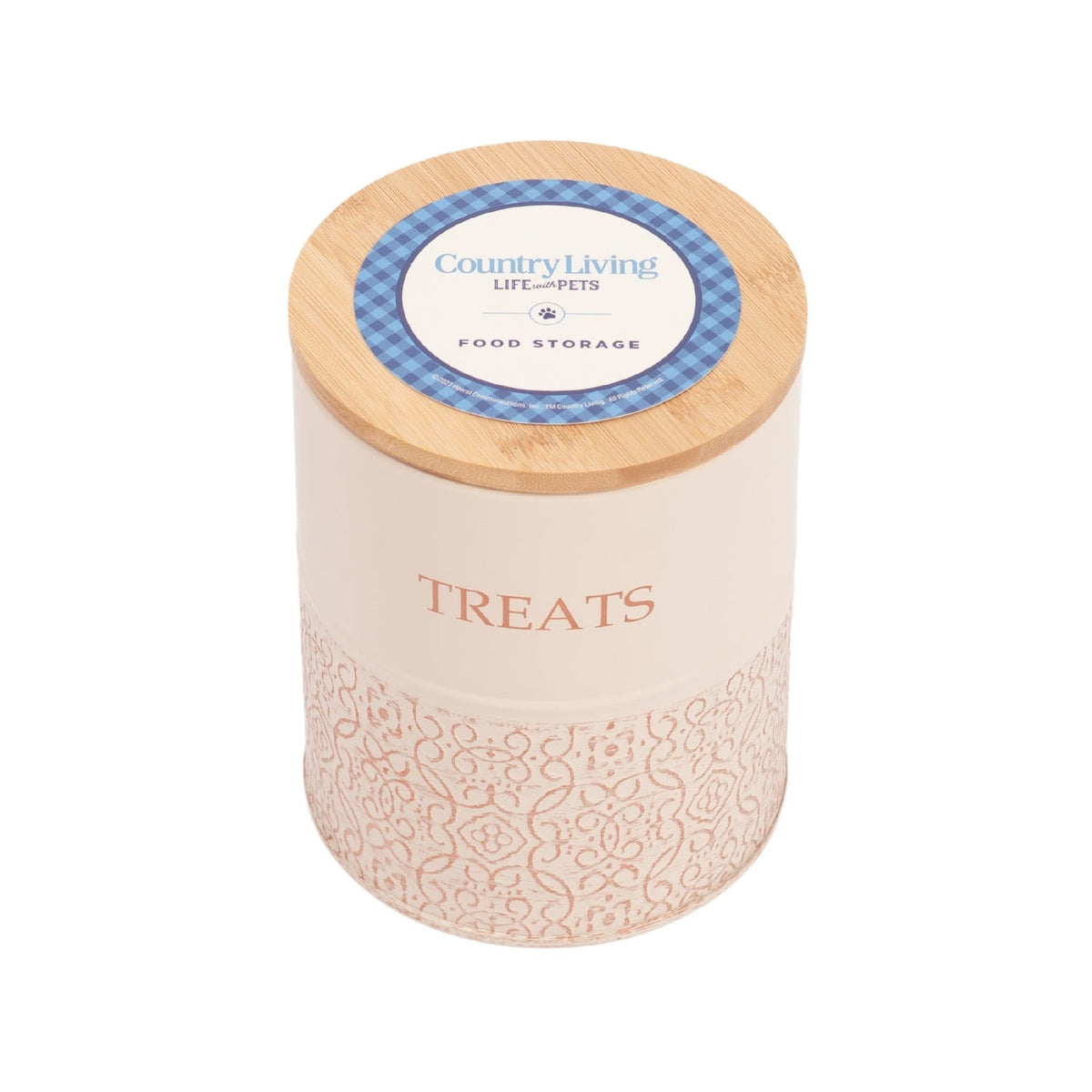 Country Living Dog Treat Canisters with Bamboo Lids, Set of 2 – White Swan