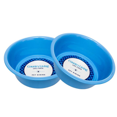 Country Living Coated Heavy Stainless Steel Dog Bowls, Set of 2, Medium & Large Dogs
