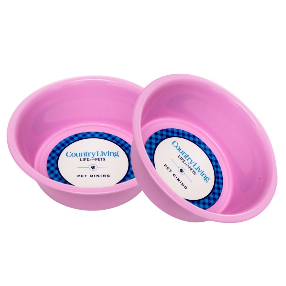 Country Living Coated Heavy Stainless Steel Dog Bowls, Set of 2, Medium & Large Dogs