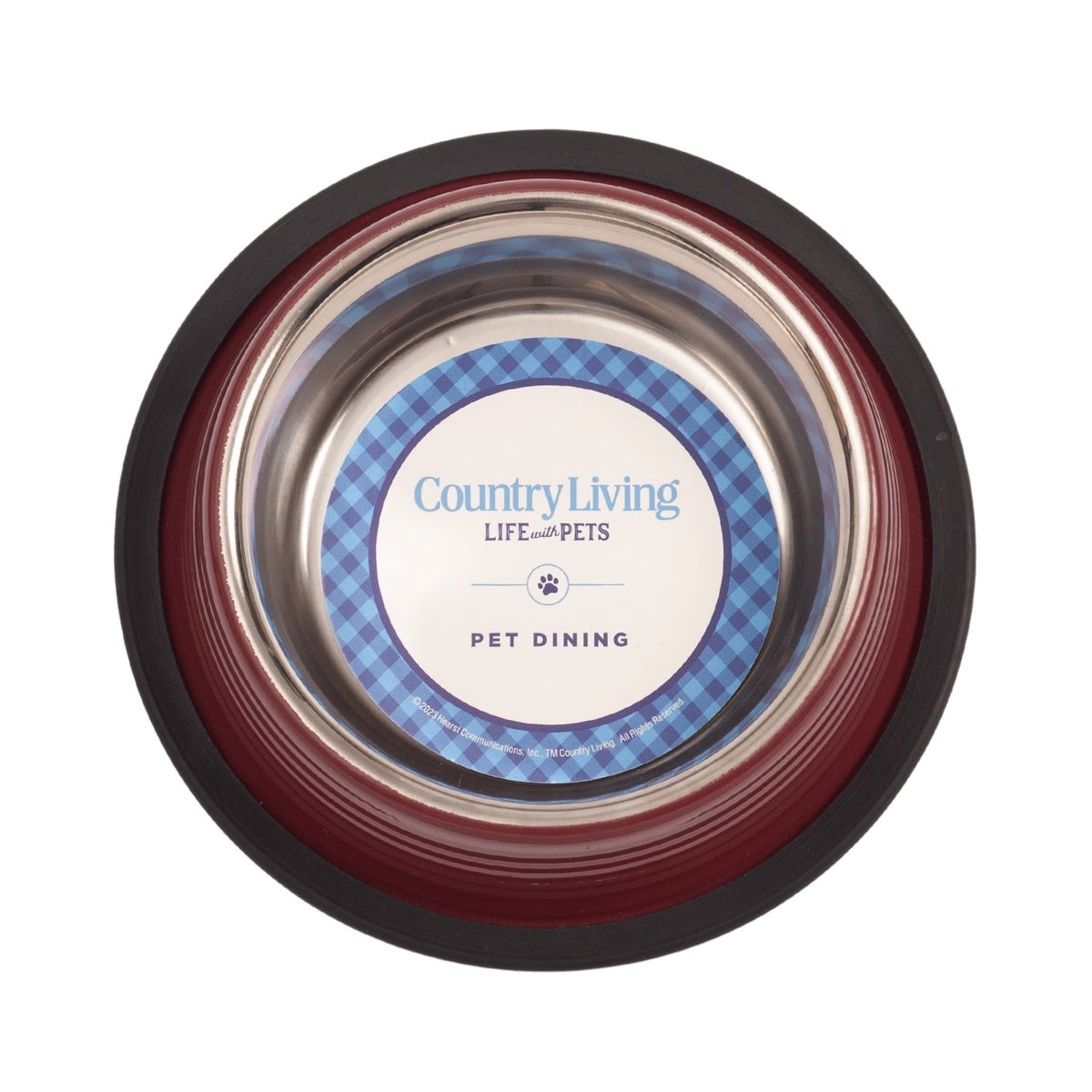Country Living Ribbed Non-Slip Pet Bowls, Set of 2 – Merlot Red