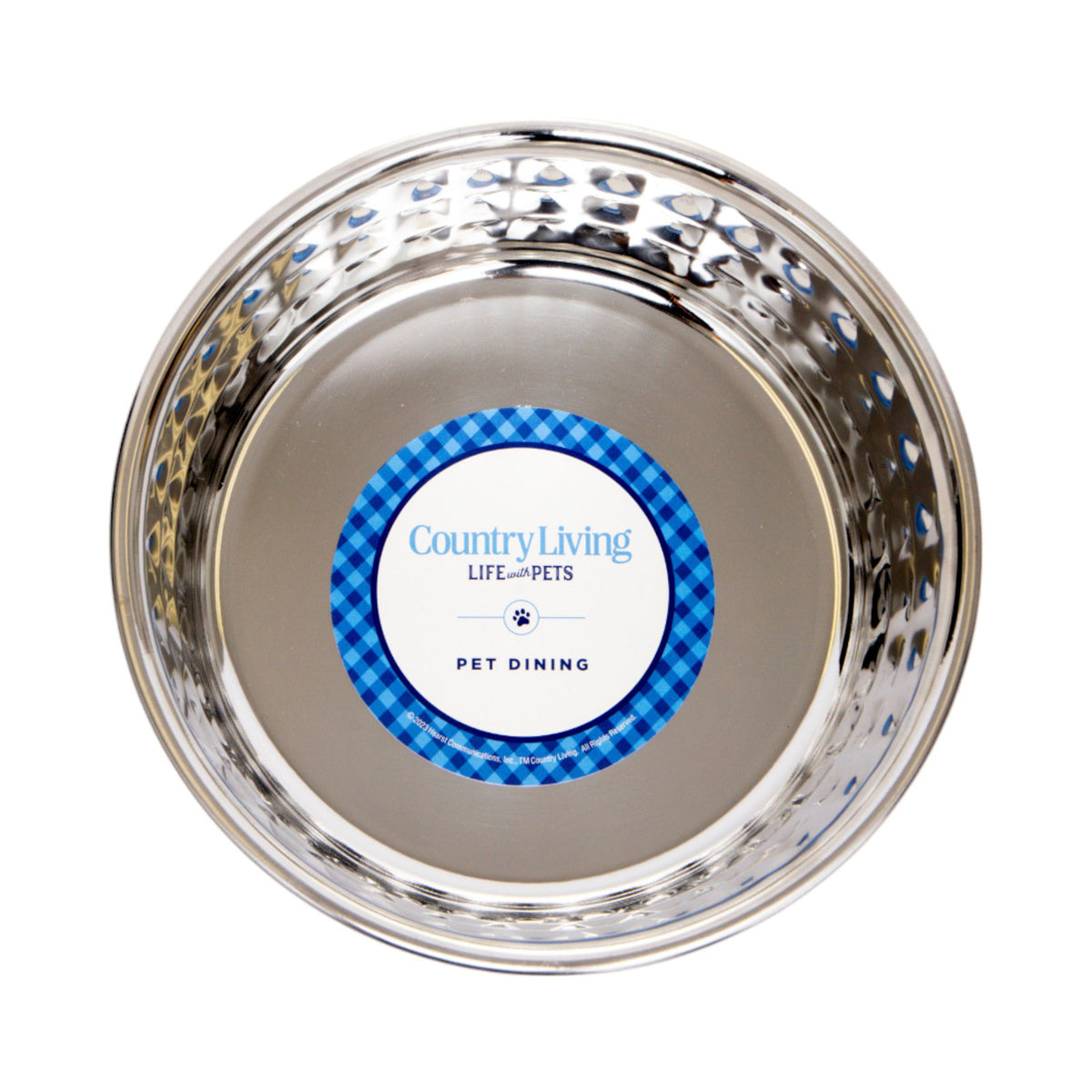 Country Living Set of 2 Hammered Stainless Steel Dog Bowls – Rose Quartz, 64 oz