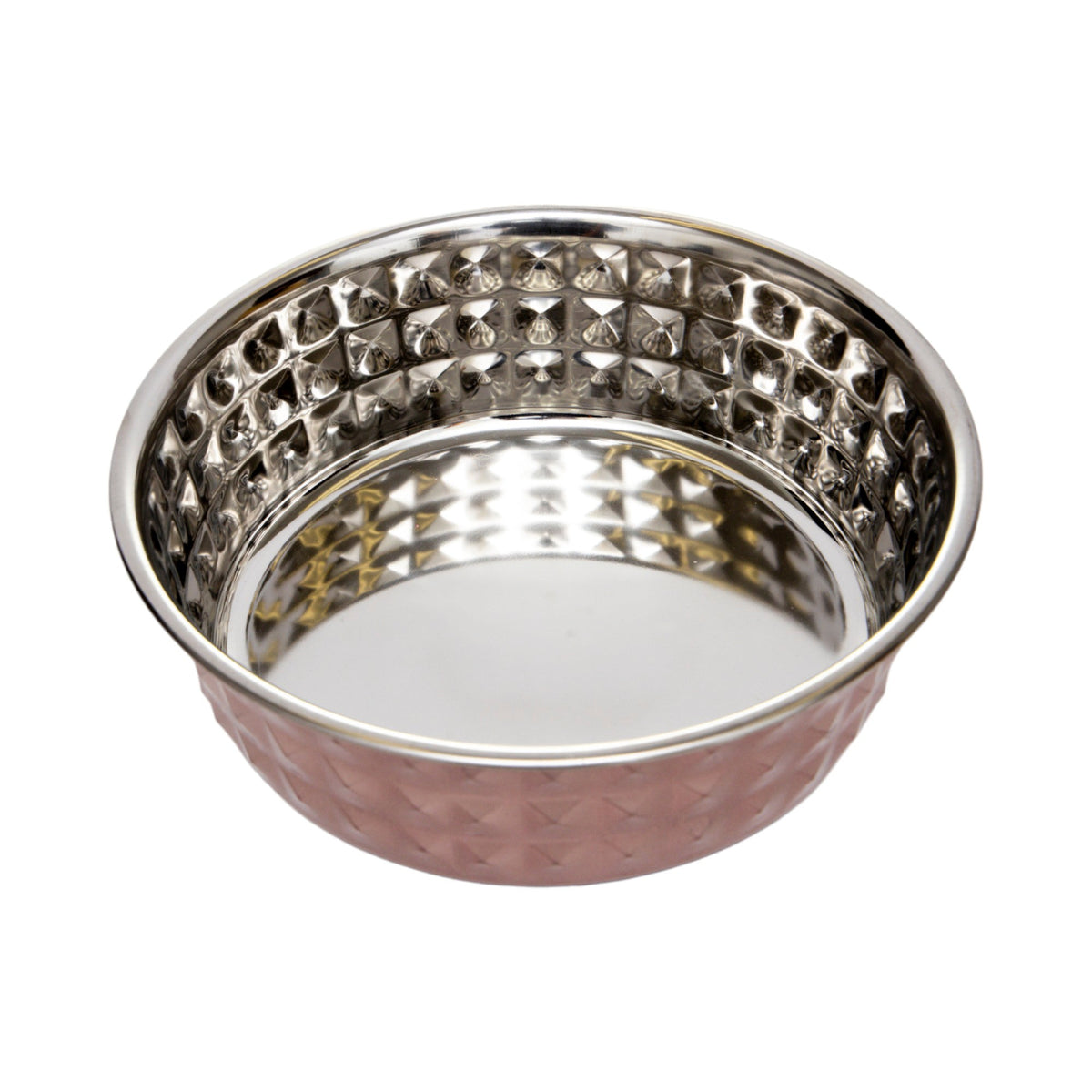 Country Living Set of 2 Hammered Stainless Steel Dog Bowls – Rose Quartz, 64 oz