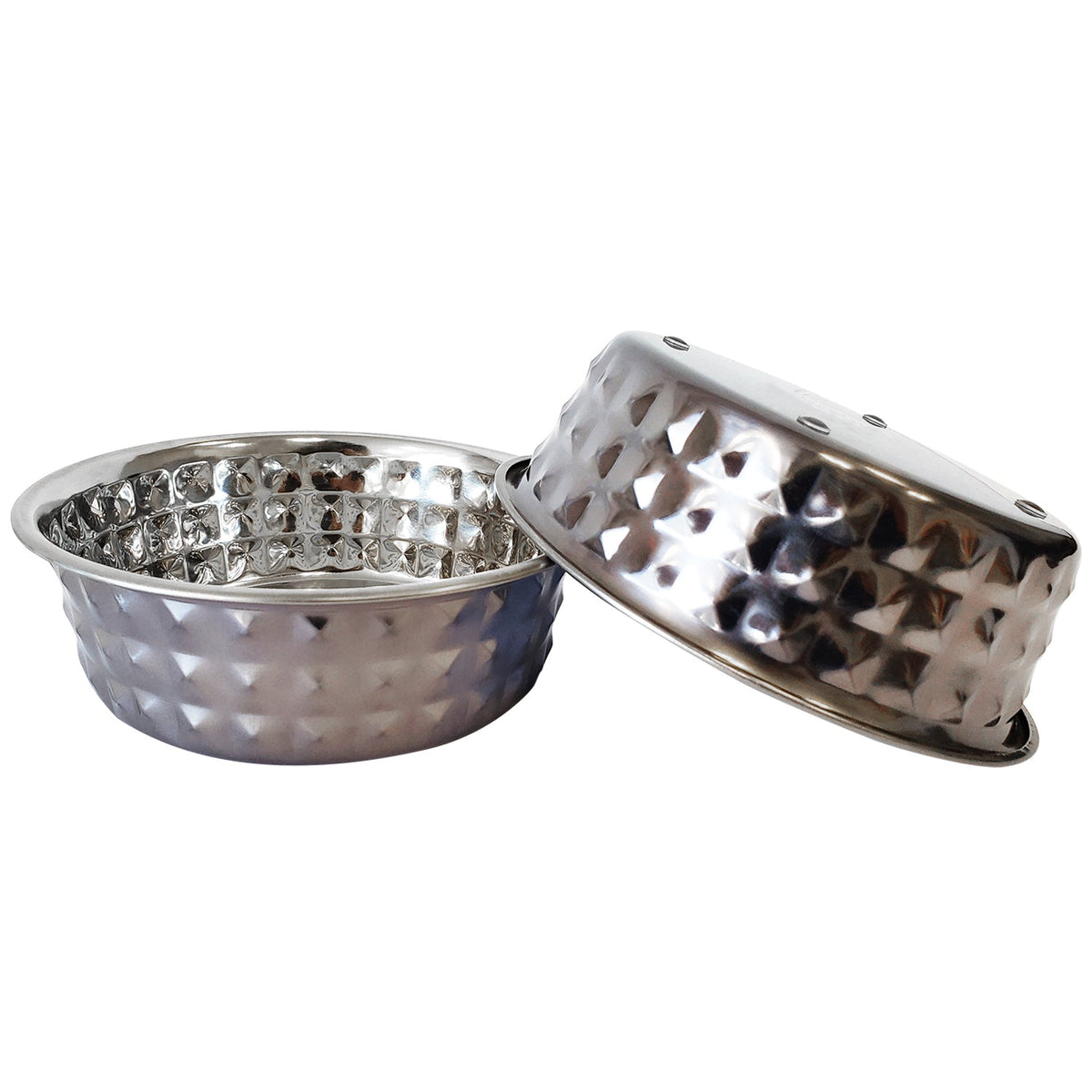 Country Living Set of 2 Hammered Stainless Steel Dog Bowls – Black Pearl