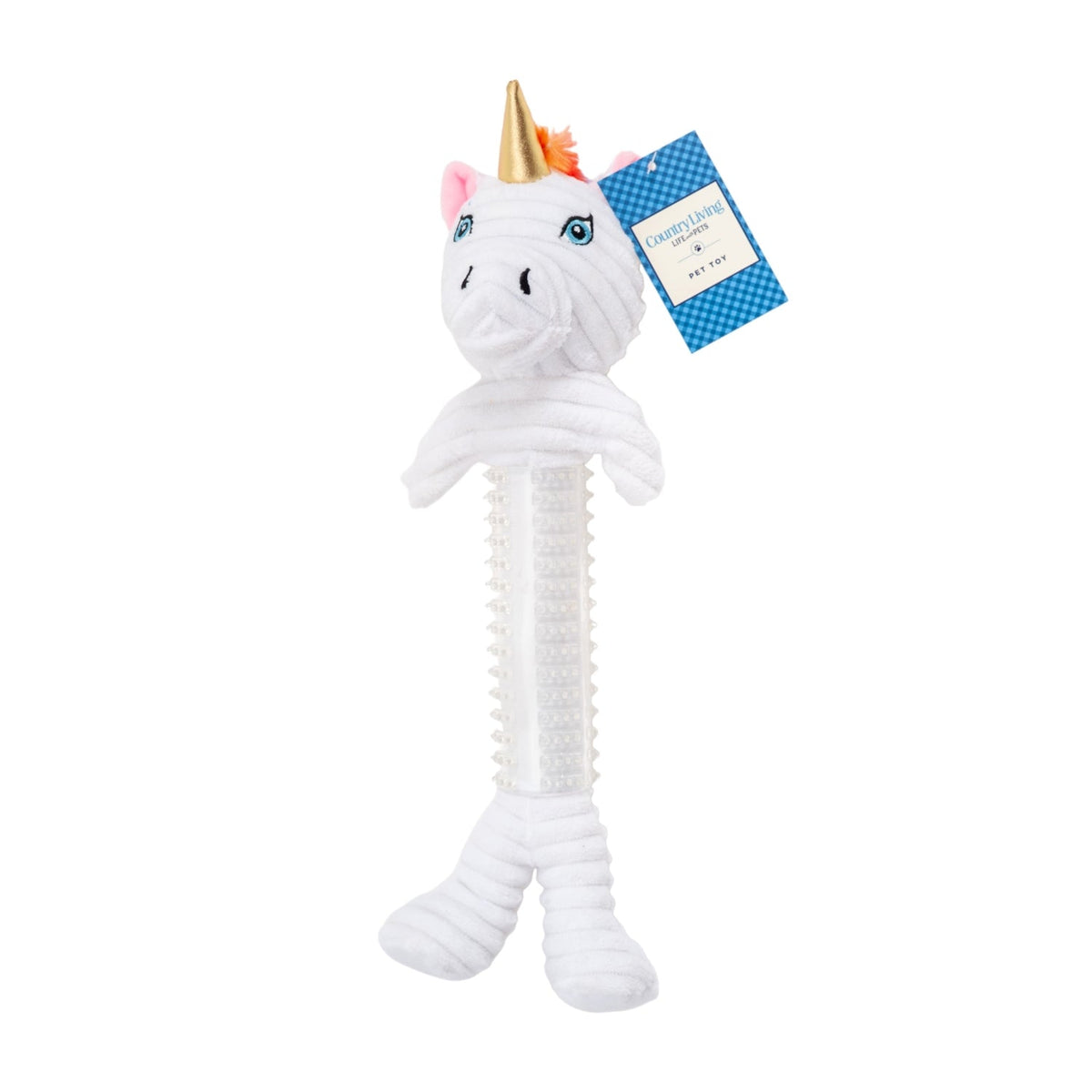 Country Living Unicorn Corduroy Plush Dog Toy with Rubber Accents