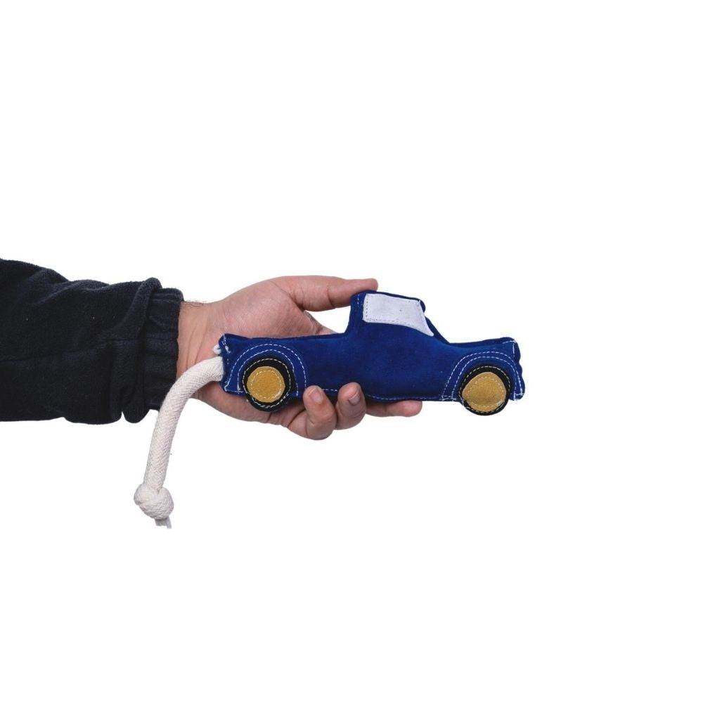 Country Living Blue Pickup Truck Dog Toy with Recycled Faux Leather & Squeaker