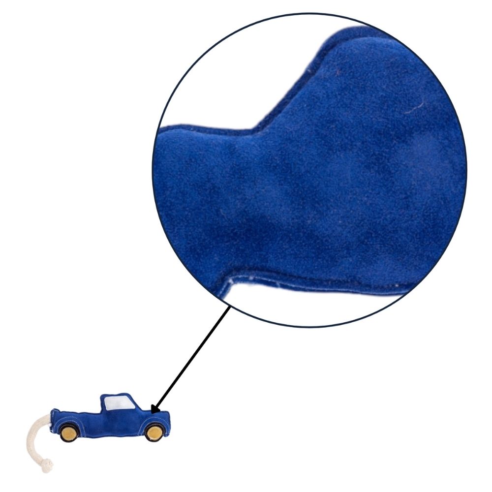 Country Living Blue Pickup Truck Dog Toy with Recycled Faux Leather & Squeaker