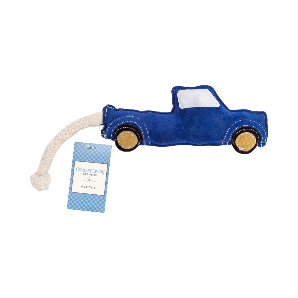 Country Living Blue Pickup Truck Dog Toy with Recycled Faux Leather & Squeaker