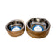 Country Living Stainless Steel Dog Bowl with Cylindrical Mango Wood Holder