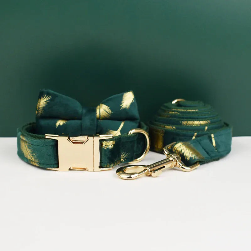 Green Feather Velvet Floral Set