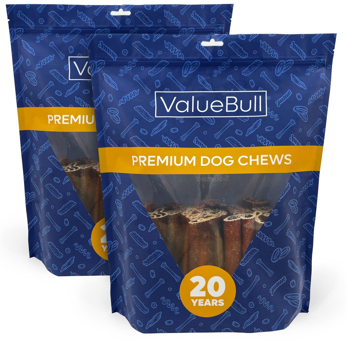 ValueBull Collagen Sticks for Dogs, 6 Inch Super Jumbo Chews, Natural Long-Lasting Dog Treats, 50 Count
