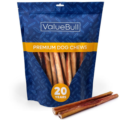 ValueBull Bully Sticks for Large Dogs, Jumbo 12 Inch, 25 Count