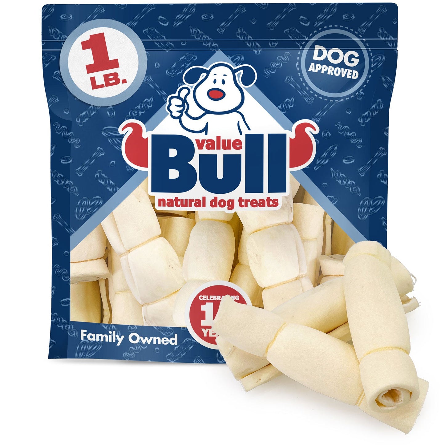 ValueBull Beef Cheek Rolls, Dog Chews, Varied Shapes, Varied Shapes, 6 Inch, 1 Pound