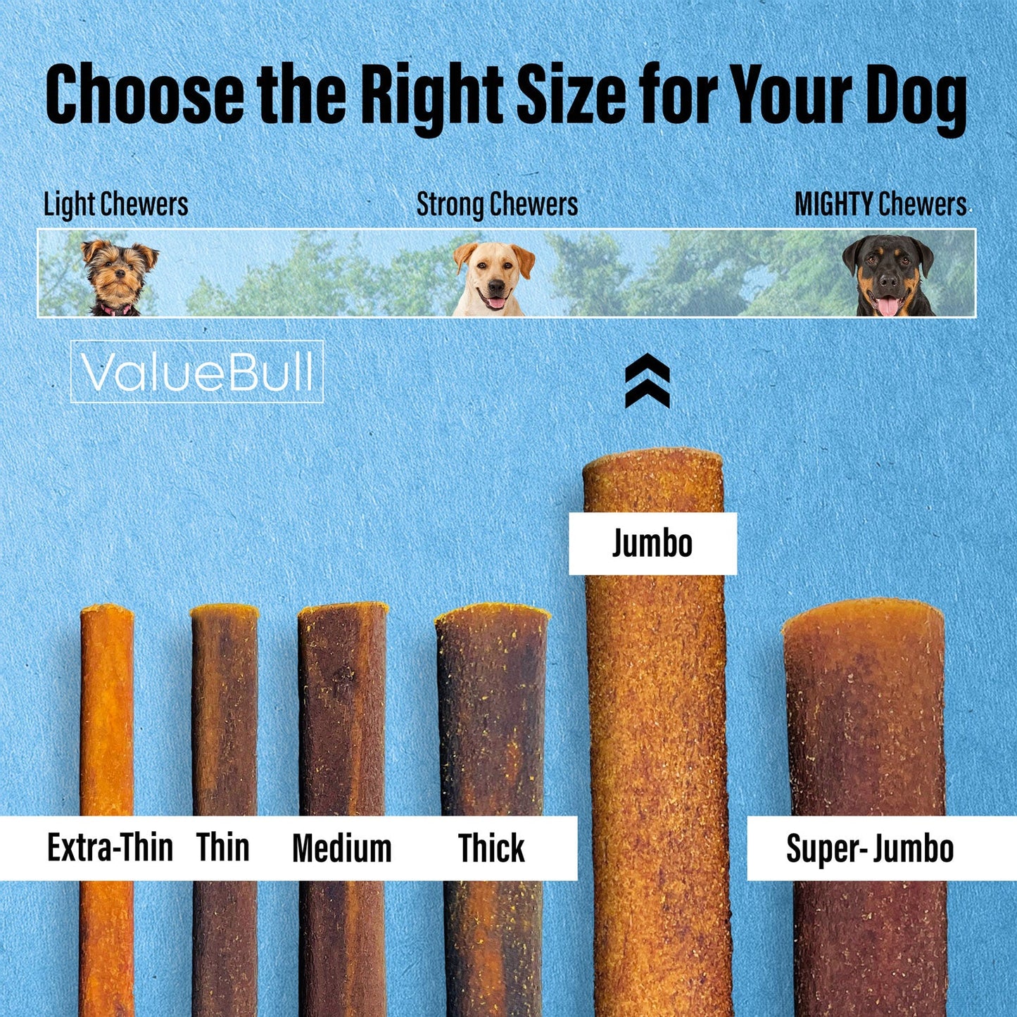 ValueBull Buffalo Collagen Sticks for Dogs, 6 Inch Jumbo Chews, Natural Long-Lasting Dog Treats, 50 Count